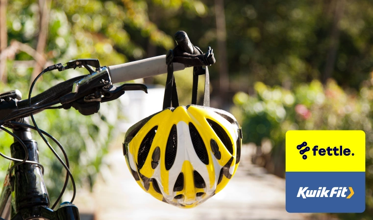 bicycle helmet on a bike handle