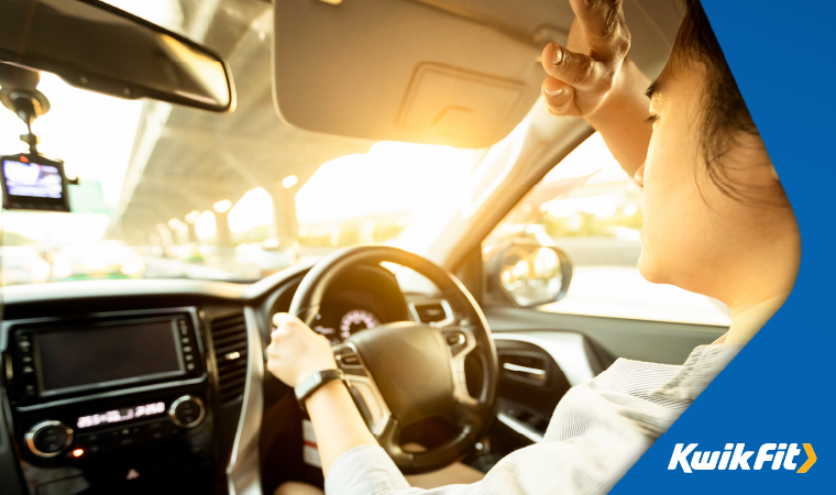 glare of the sun in the drivers eyes